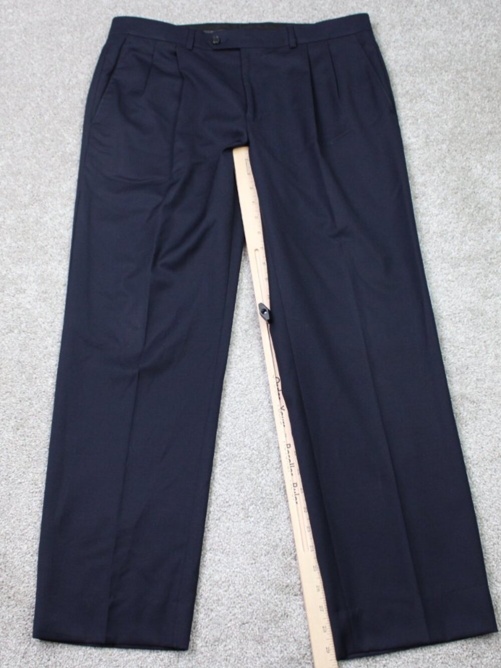 LAUREN Ralph Lauren Pants Mens 34x30 Blue Natural Stretch 100% Wool Pleated - Picture 2 of 11